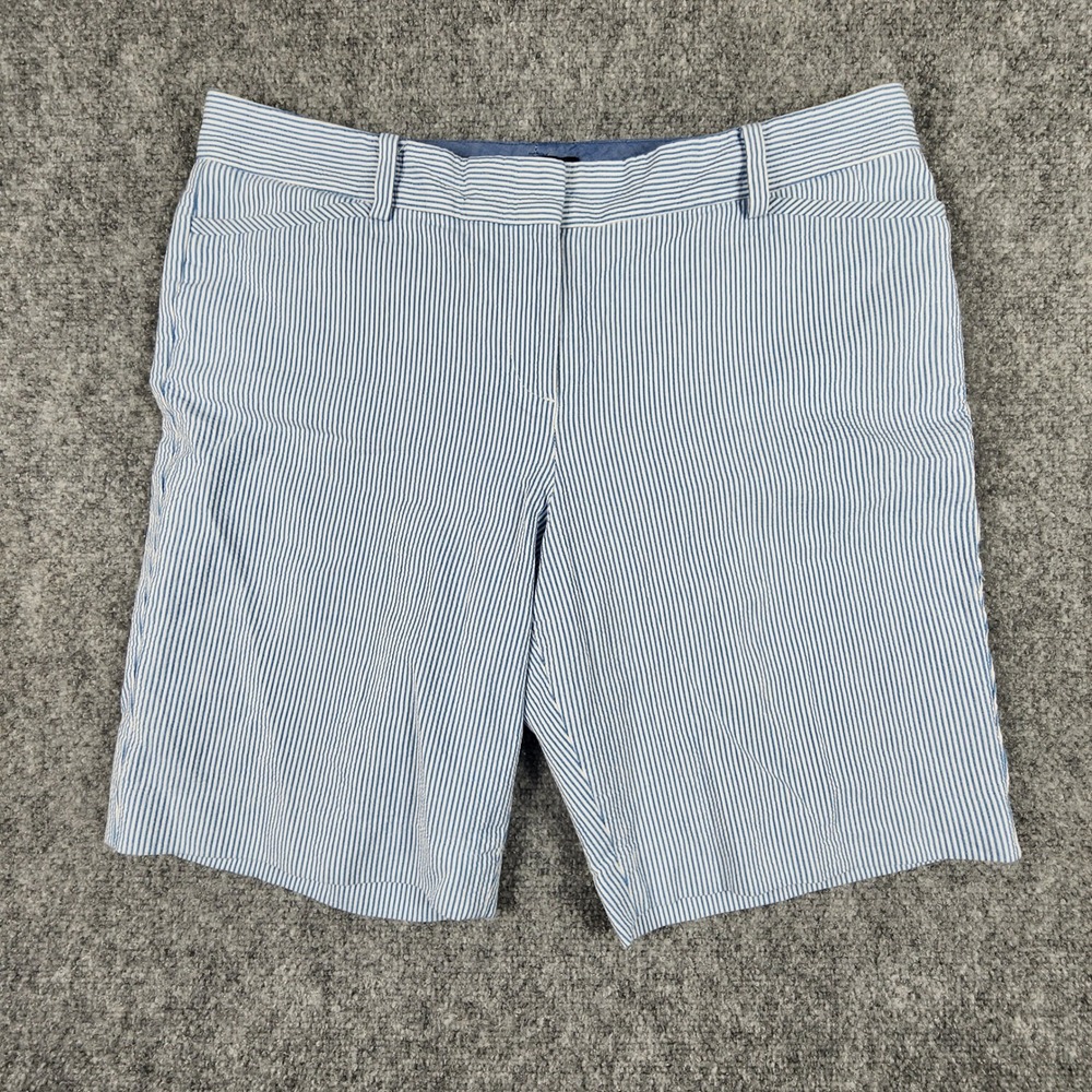 Talbots Petites‎ Blue White Seersucker Striped Shorts Womens 10P Cotton Preppy